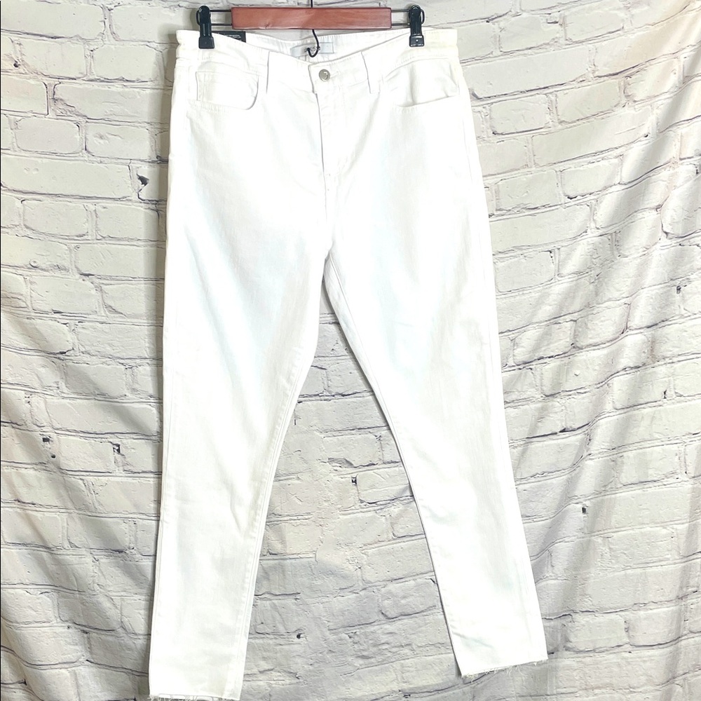 Joe's Jeans Mid-Rise Skinny Frayed Hem Ankle White Jeans Size 32 Brand New